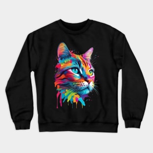 Cute colorful Cat great gift for cat lovers and pet enthusiasts Crewneck Sweatshirt